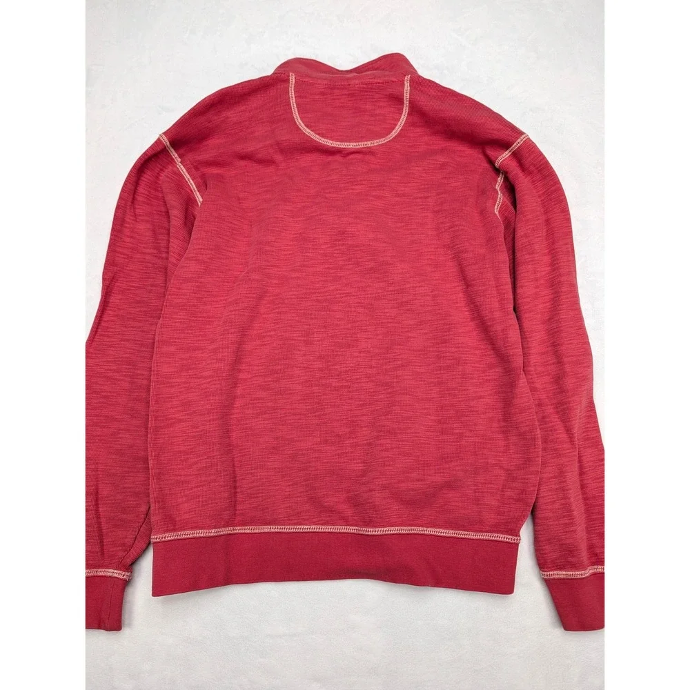 ORVIS Trout Bum Mens Quarter Zip Pullover Sweater M Embroidered Cotton Blend Red